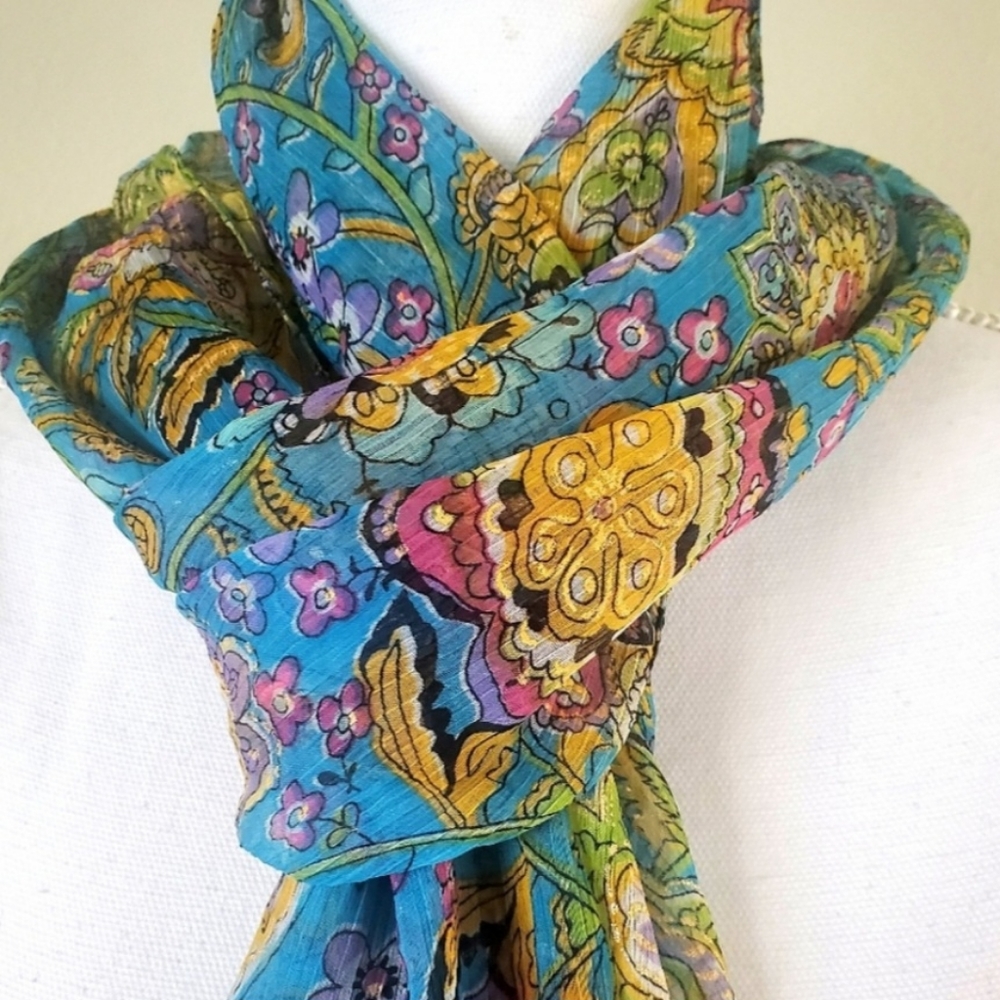 UNLABELED Multicolored Sheer Scarf - 70" x 12 1/2"